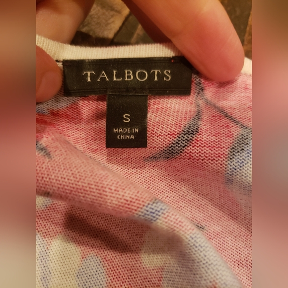 Talbots Red Floral Puff Sleeve Sweater Top Size Small - Picture 5 of 8